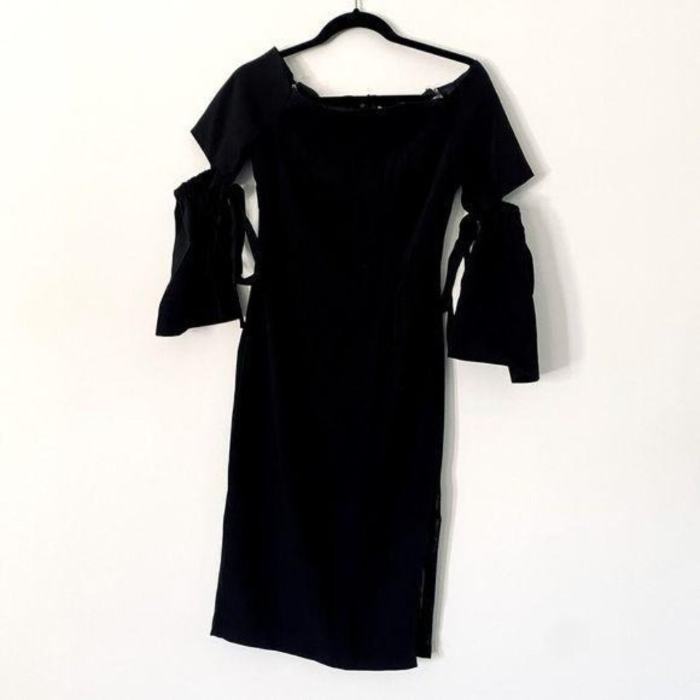 Do Be Dress Black LBD Off Shoulder Midi Women NWT